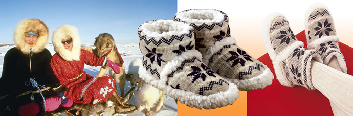 Eskimo pantoffels, Eskimo’s dragen deze heerlijk warme pantoffels in hun iglo’s niet voor niets