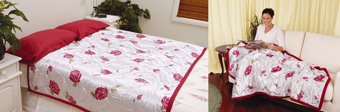 Bed of Roses®, Koester uzelf in deze prachtige gewatteerde plaid met rozen patroon